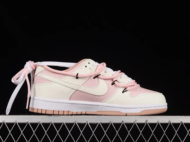 All categories Nk SB Dunk series Nk SB Dunk Low low-top sneakers Nk Dunk Low white and pink customized version of deconstructed strap casual sneakers DD1503-118
